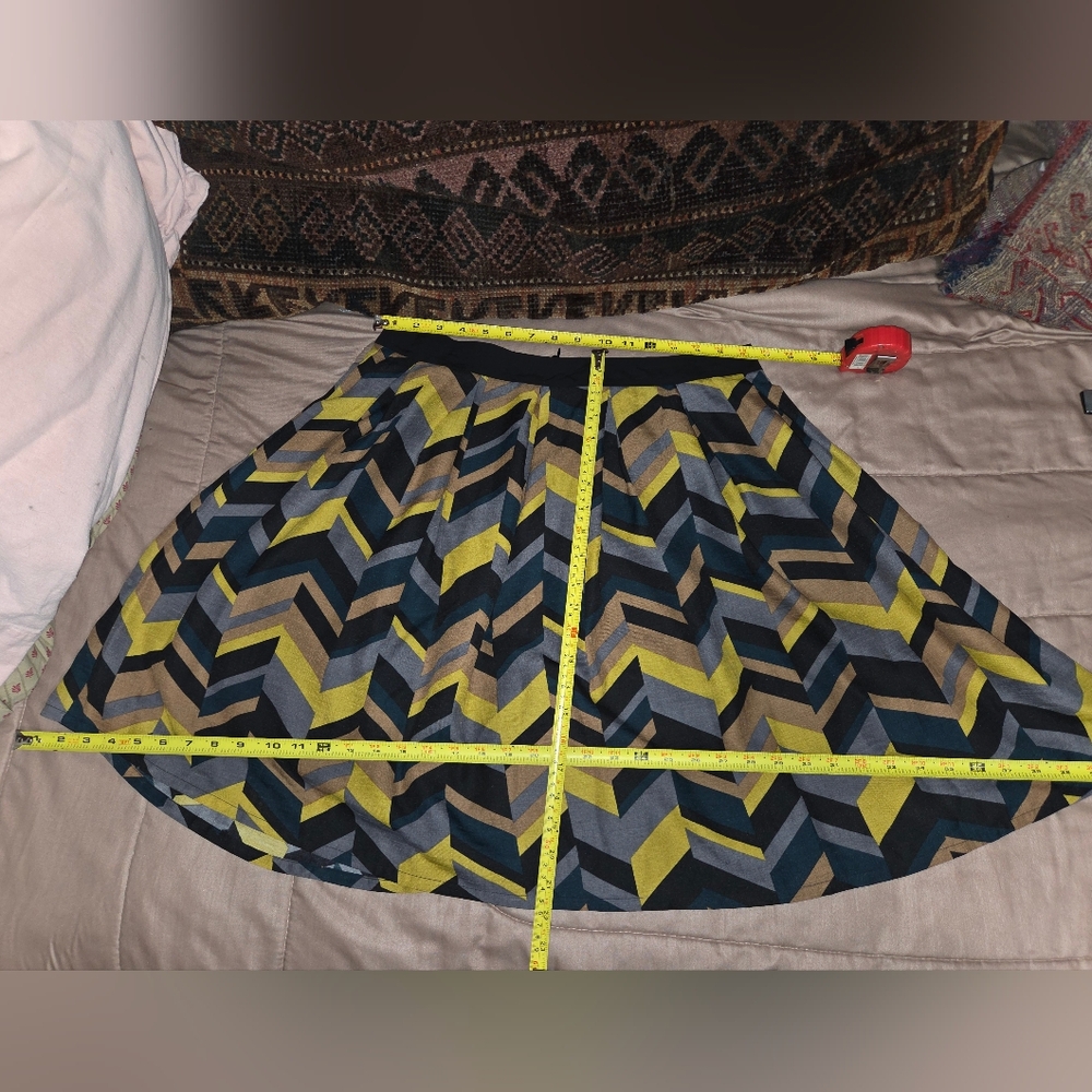 NWT Relished Pleated Chevron Print Skirt - Yellow, Gray & Black Sz XL - Picture 15 of 15